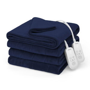 Sunbeam Electric Heated Bed Blanket Navy Soft Microplush 12 Heat Settings King 90 x 100
