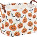Rectangular Halloween Basket for Kids Pumpkin Basket Toy Storage Bin Organizer Box Room Decor for Halloween Parties(Halloween Pumpkin)