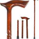 Wood Cane 36 Inches Natural Classic Wood Walking Stick Fancy Canes Ergonomic Wood Cane for Seniors (Elegant Derby Handle)