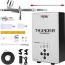 Airbrush Kit with Air Compressor, Portable 27PSI 7 Pressure Levels, 35dB Ultra-Quiet, Dual-Action 0.3mm Airbrush for Beginners, Painting, Models, Makeup, Crafts & Cake Decor