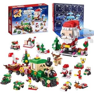 2025 Christmas Advent Calendar, 6 IN 1 Santa Claus Train Building Blocks, 12 Days Countdown Calendar Toy for Kids, Christmas Building Toys Party Favors, Kids Christma Gifts for Boys & Girls