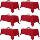 Fitable Red Rectangle Tablecloths for 6 Foot Tables, 6 Pack - 70 x 108 Inches - Stain Resistant and Washable Table Clothes, Polyester Fabric Table Covers for Wedding, Party, Banquet, Buffect