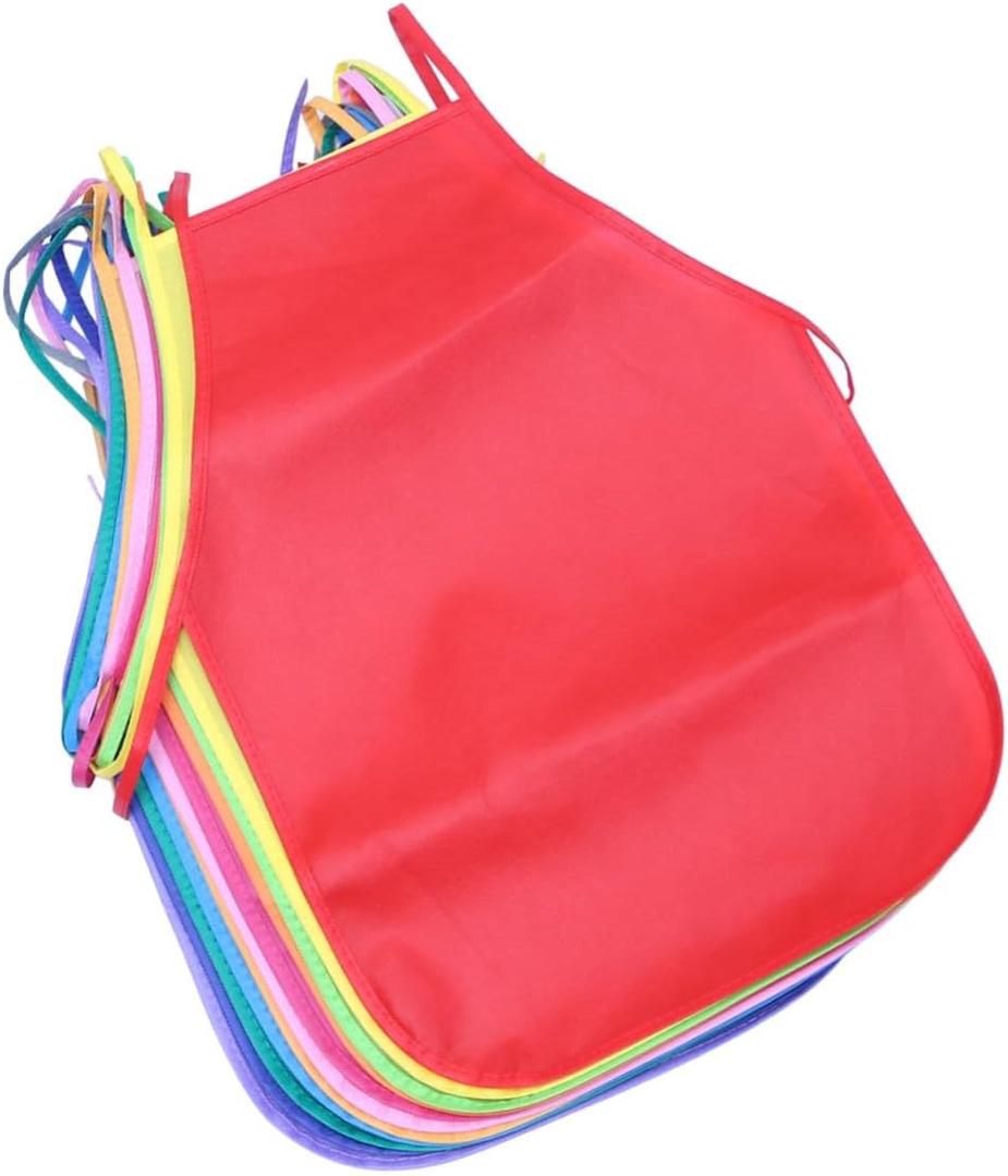 PRETYZOOM 12pcs Kids Non-woven Painting Apron Art Smock for Kids Cooking Painting Bbq Long Ties for Easy Dressing