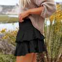 Flowy Shorts for Women Casual Boho Ruffle Tiered Skorts High Waist Mini Skirts Golf Tennis Going Out Trendy Shorts (Yellow, XL)