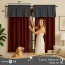 Native Fab 2 Pack Valance Curtains Set for Windows - Rod Pocket - Semi Sheer - Short Curtain for Kitchen, Cafe, Dining Room, Bathroom, Basement - 54"x18" - Grey