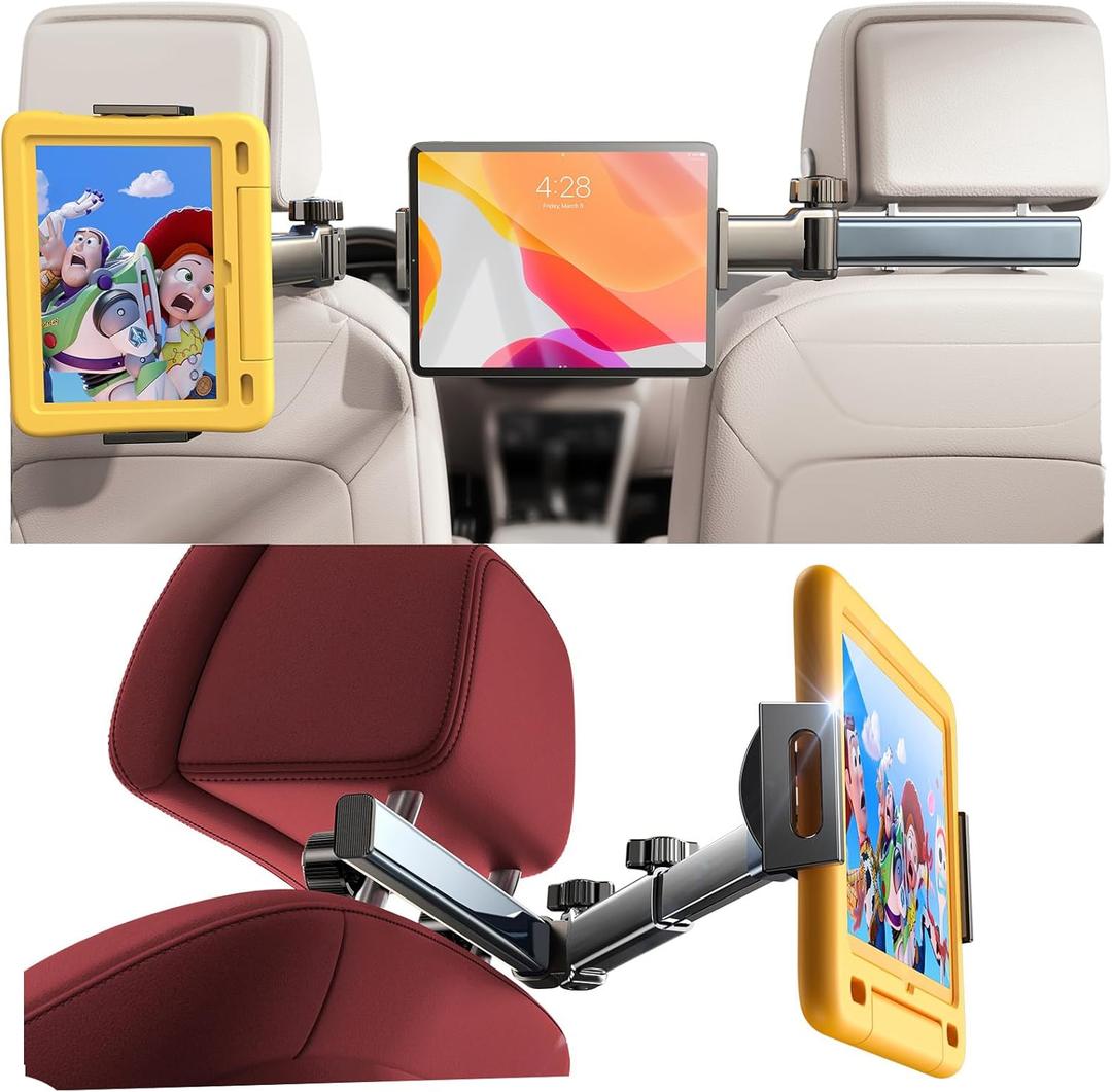 LISEN 3 in 1 for iPad Holder for Car Accessories for Women Interior Road Trip Camping Essentials Tablet Holder Backseat Car Organizer Car TV for Back Seat Headrest iPad Car Mount Kids Fire Tablet