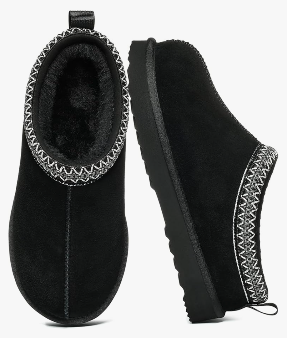 Litfun Women's Fuzzy House Slippers Genuine Suede Fluffy Winter Slipper Cozy Furry Warm Shoes Indoor/Outdoor, 39