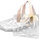 TSAZZZ 6Pcs Clear Daisy Gift Bags With Handles Plastic PVC Goodie Bags With Ribbon Small Gift Bag For Wedding Birthday Baby Shower Party Valentines Pink (19.5 * 18 * 9.5CM,7.67 * 7.08 * 3.74Inch)