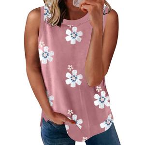 Actloe Women's Crewneck Basic Tank Tops Casual Loose Sleeveless Color Block Shirts, XL