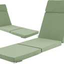 72 x 21 Inch Outdoor Chaise Lounge Cushions Set of 2 - Removable Cover, 4-Section Design, Water-Repellent & Fade-Resistant, 6 Tie Straps, Replacement for Patio & Pool Chairs - Sage Green