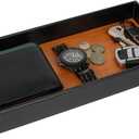 JACKCUBE Design Leather Bamboo Valet Tray for Men, Catch All Trays for Key, Phone, Wallet, Coin, Sunglasses, EDC Dump Storage (Black) - MK205A