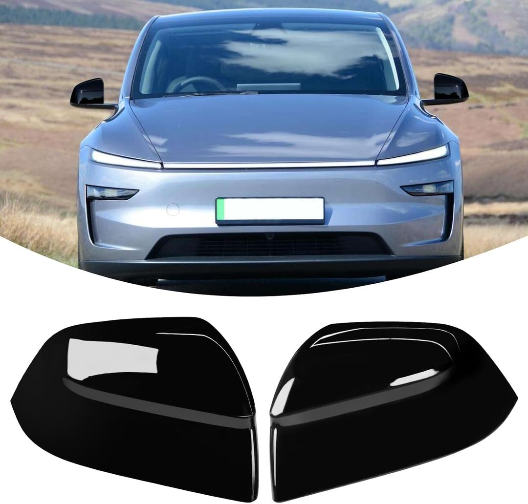 Compatible with Tesla Model Y Juniper Mirror Guard Covers 2025 2026, 2PCS Left Driver Right Passenger Side Rearview Mirror Protector Cap for Tesla Model Y Juniper Accessories (Glossy Black)
