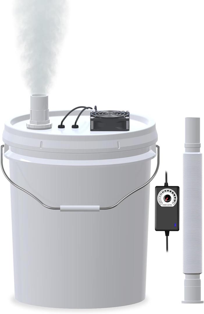 19L Large Capacity DIY Humidifier Kit - for Plants, Mushrooms, Grow Tents, Terrarium | Converts a 5-Gallon Bucket into a Cool Mist Humidifier, Extendable Hose, High Output & No-Leak (2 Foggers Kit)