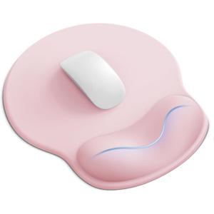 Mouse Pad with Wrist Rest, Ergonomic Mouse Pads for Desk, Office Non-Slip Mousepad with Gel Wrist Support(Light Pink, 10.6''L x 9''W)
