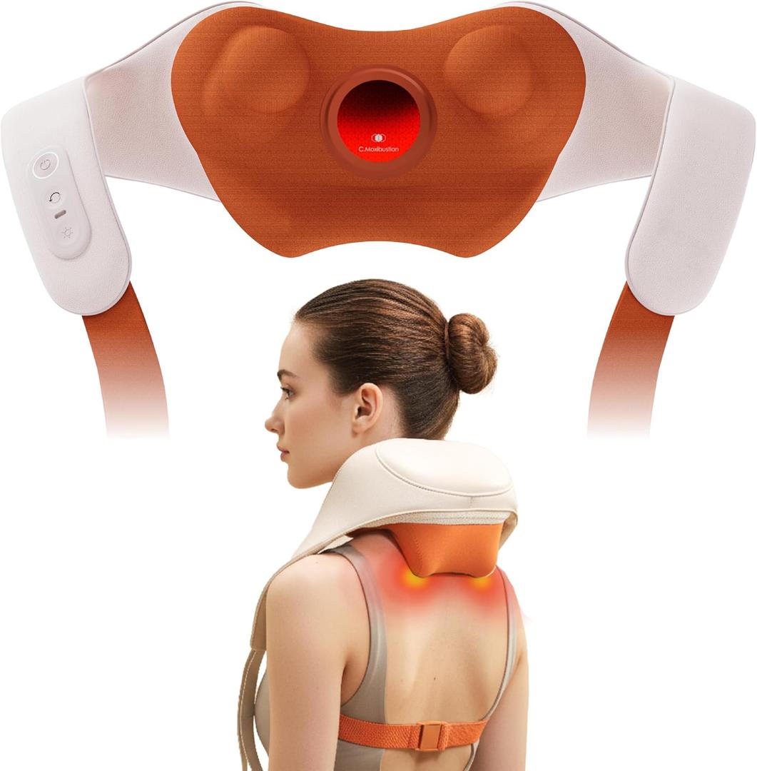 Breo N6 Mini Shiatsu Neck and Shoulder Massager with Heat  Deep Tissue Kneading Massage Pillow with Plum Blossom Rollers, Red Light Therapy, Quiet Motor, Cordless, Gift for Back Pain Relief