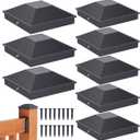 Goovilla 4x4 Post Caps Black(Actual 3.5" x 3.5"), 8 Pack Aluminum Metal Fence Post Caps with 16 Screws and Easy Installation, Waterproof Deck Post Caps with Fade-Resistant Coating, Protect Wood Post