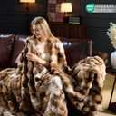 Faux Fur Throw Blanket for Couch, Fluffy Fuzzy Plush Bubble Blanket, Soft Warm Cozy Shaggy Rabbit Blanket, Luxury Decorative Gifts for Sofa Bedroom Living Room, 108x90inch (Tie-Dye-Brown)