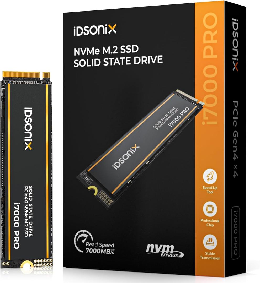 iDsonix M.2 SSD 4TB, PCIe Gen4X4, NVMe SSD M.2 2280, Speeds Up to 7000 MB/s, Internal Gaming Solid State Drive with 3D NAND Flash & Heatsink for PS5, PC, Laptop and Desktop