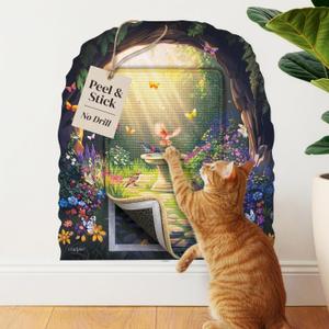 Wall Art Cat Scratcher - Decorative Wall Mounted Cat Scratcher with Removable Decal - Wall Scratch Pad for Cats with Sisal Cat Scratcher - Large Protective Wall Scratchers for Indoor Cats
