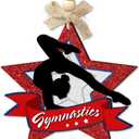 3 x Gymnastics Christmas Ornament for Girls - Red Glitter Star Xmas Tree Ornament, 2 Layer Wooden - Unique & Speical Holiday Decorations for Athletes, Students, Coaches