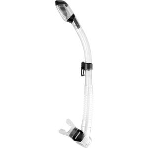 Cressi Adult Diving Dry Snorkel with Splash Guard and Top Valve - Supernova Dry: Designed in Italy (Clear/Black)