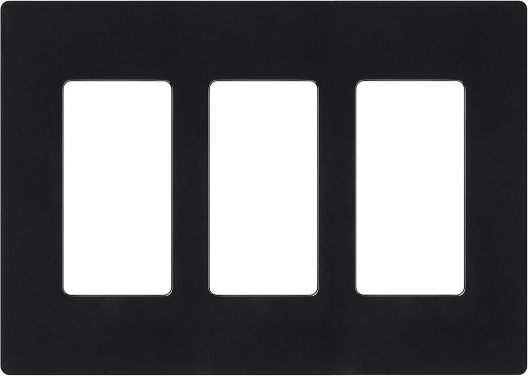 Lutron Claro Black Light Switch Cover Plate, 3-Gang Screwless Wall Plate for Rocker Light Switches, Outlet Cover, Gloss CW-3-BL (1 Pack)
