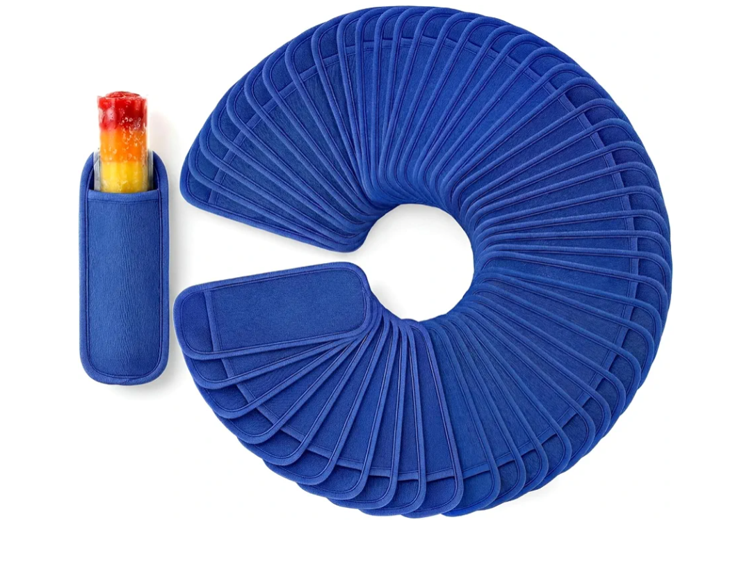 LemonRoad 50 Pcs Ice Pop Sleeves Reusable Frozen Bags Freeze Sleeve Colorful Ice Sleeves Holder Bag Reusable Yogurt Tubes For Summer Party Kitchen Home No Drip (Blue