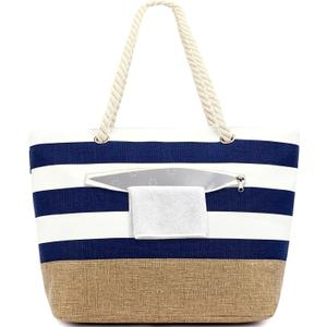 Fammart Beach Bags Waterproof Sandproof for Women, Large Canvas Pool Bag with Leakproof Wet Pocket & Zipper Cruise Essentials