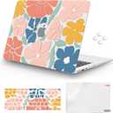 iCasso Compatible with MacBook Air 13 inch Case (Release 2010-2017 Older Version), Hard Shell Plastic Protective Case & Keyboard Cover Only for MacBook Air 13 Model A1369/A1466, Colorful Flower