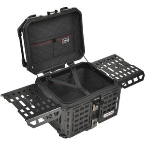 Motorcycle Top Case Universal Aluminum Motorbike Tail Box with Leather Lining 45L Waterproof Detachable Trunk Tour Pack w/Lock, Full Black