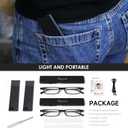 2 Pack Ultra Thin Lightweight Folding Reading Glasses Women Men TR90 Blue Light Blocking Anti UV/Eyestrain Foldable Compact Computer Readers Portable Unique Stretchable Slim Flat case Black +1.5