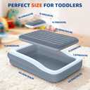 Inflatable Toddler Travel Bed - 64 Inches Grey Kids Air Mattress with Safety Sides & Fast Electric Pump - Portable Toddler Bed for Travel & Camping & Sleeping with Carry Bag