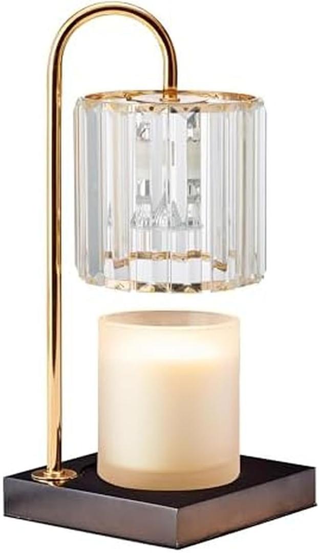 Mikasa 13.8 Inch Clear Glass Shade Electric Candle Warmer with Wood Base - Flameless Candle Melter for Home Decor, Safe Fragrance Diffuser Lamp, Fits Jar Candles Up to 4 Inches, 50W Halogen Bulb