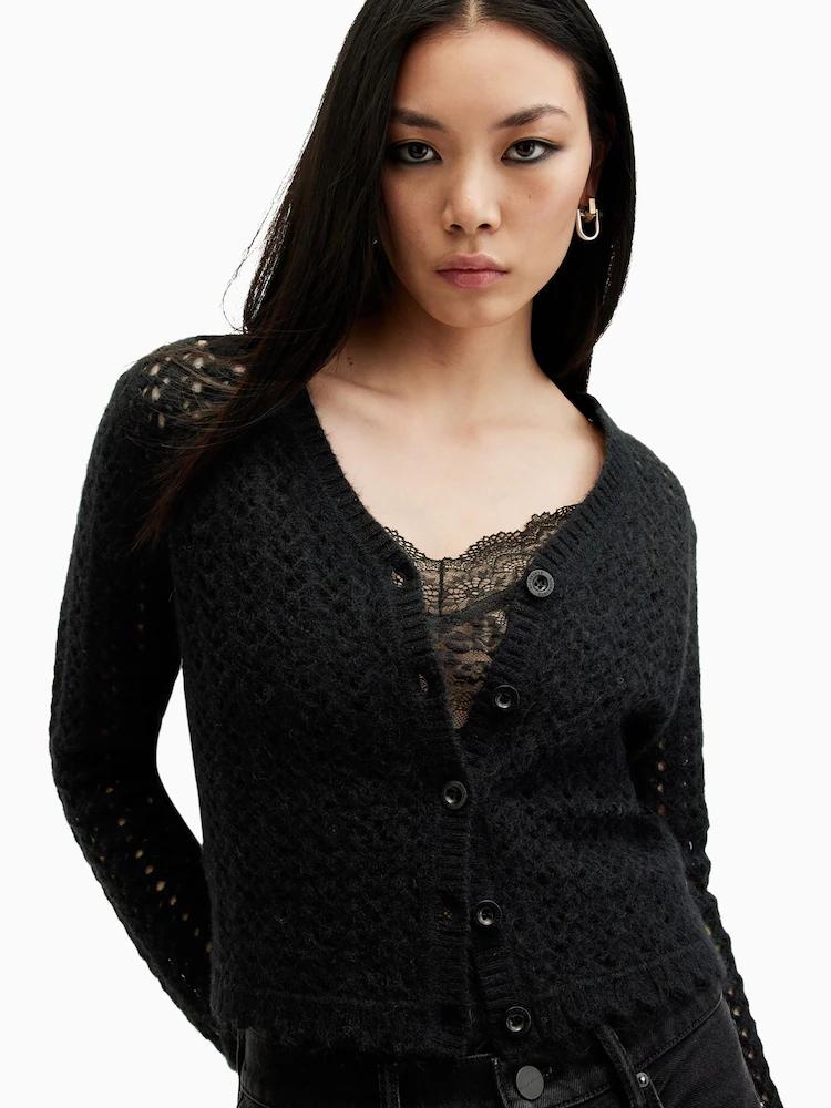 Allsaints Womens Vivian Cardigan (Small, Black)