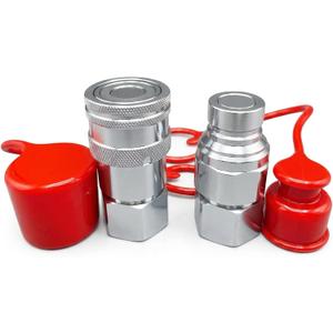 1/2" NPT Flat Face Hydraulic Quick Connect Couplers/Couplings Set w/Dust Caps ISO 16028 Standard, Skid Steer Bobcat 1/2 Body Quick Disconnect 1Set,DecoHongDi