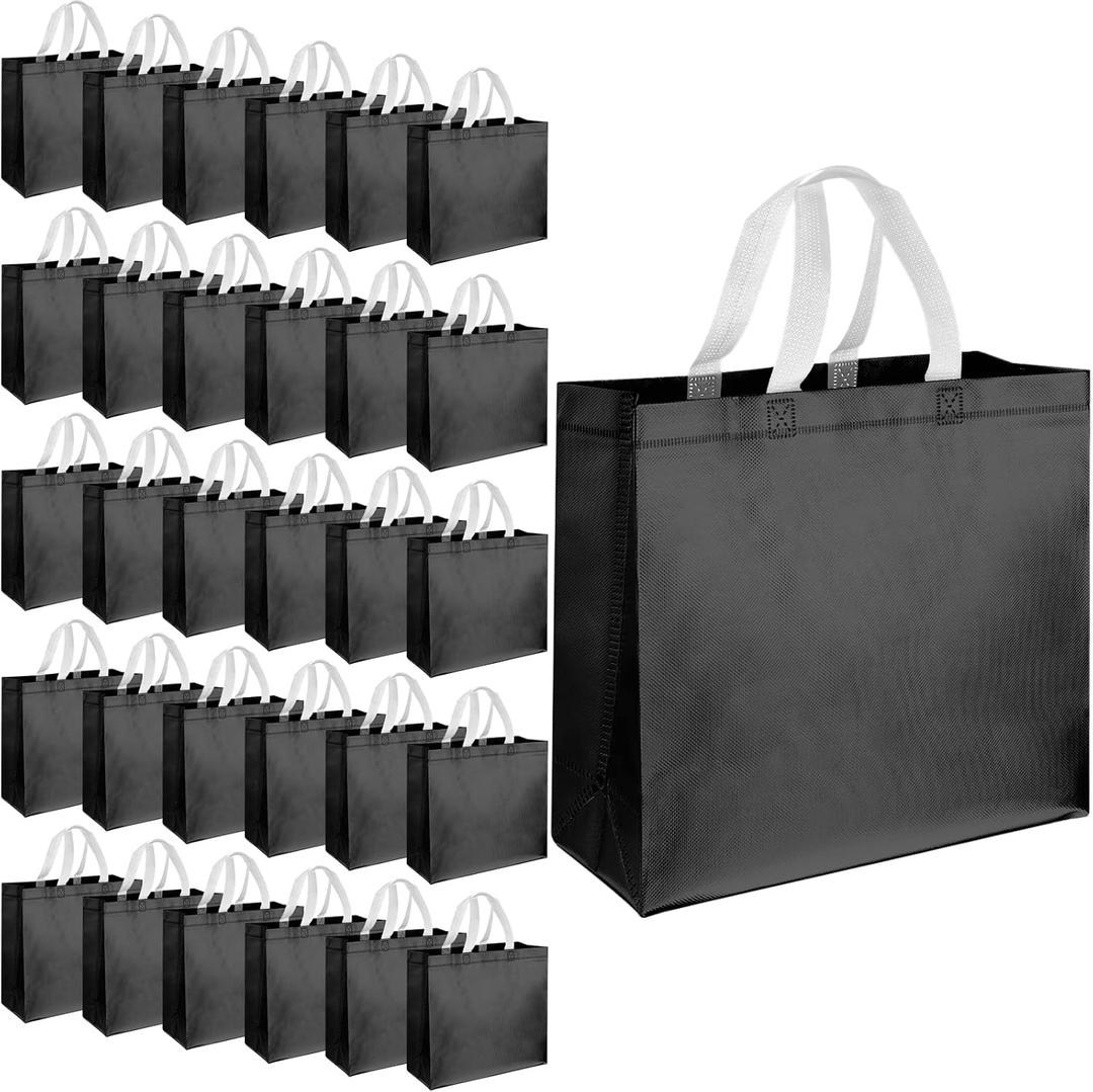 Eccliy 60 Pcs Reusable Gift Tote Bags Housekeeping Appreation Grocery Shopping Bag with Handles for Bridesmaid Wedding(Black)