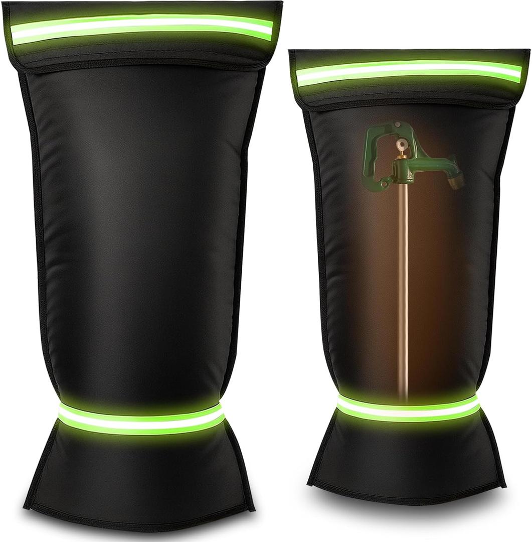 Outdoor Faucet Cover for RV Park Water Spigot, 35"H x 15"W Insulated Outside Faucet Cover Freeze Protection for Winter & Summer, Reusable Long Faucet Sock Fit for Yard Hydrant Hose Bib,Black