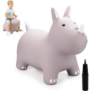 ZOOJOY Bouncy Horse Animals Hopper,Inflatable Bouncing Horse Jumping Animals for Toddlers,Ride On Hopping Toys for Girls/Boys,Great Gift W/P (Grey)