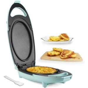 Bakers Friend Omelette Maker Electric, Omelette Pan Nonstick, Frittata Pan & Egg Pan, Double Sided Pan for Breakfast, Individual Flip Omelette Makers Electric, Aqua