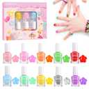 Kids Rainbow Nail Polish Set, 10 PCS Non-Toxic Quick Dry Peel Off Water Based Nail Polish Kit for Toddler Teen Party
