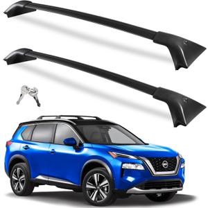 Wonderdriver Lockable Roof Rack Cross Bars 260lb Compatible with Nissan Rogue 2021-2026 (with Flush Roof Rails), Heavy Duty Aluminum Roof Rails Crossbars Cargo Canoe Black Rooftop Carrier Luggage