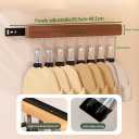 2PCS Pull Out Closet Hanger with 8 Hooks, Wall-Mounted Wooden Closet Valet Rod Slide Out with Non-slip Rubberized Clips, Left & Right Pull out Belt Organizer for Closets, Bra, Underwear