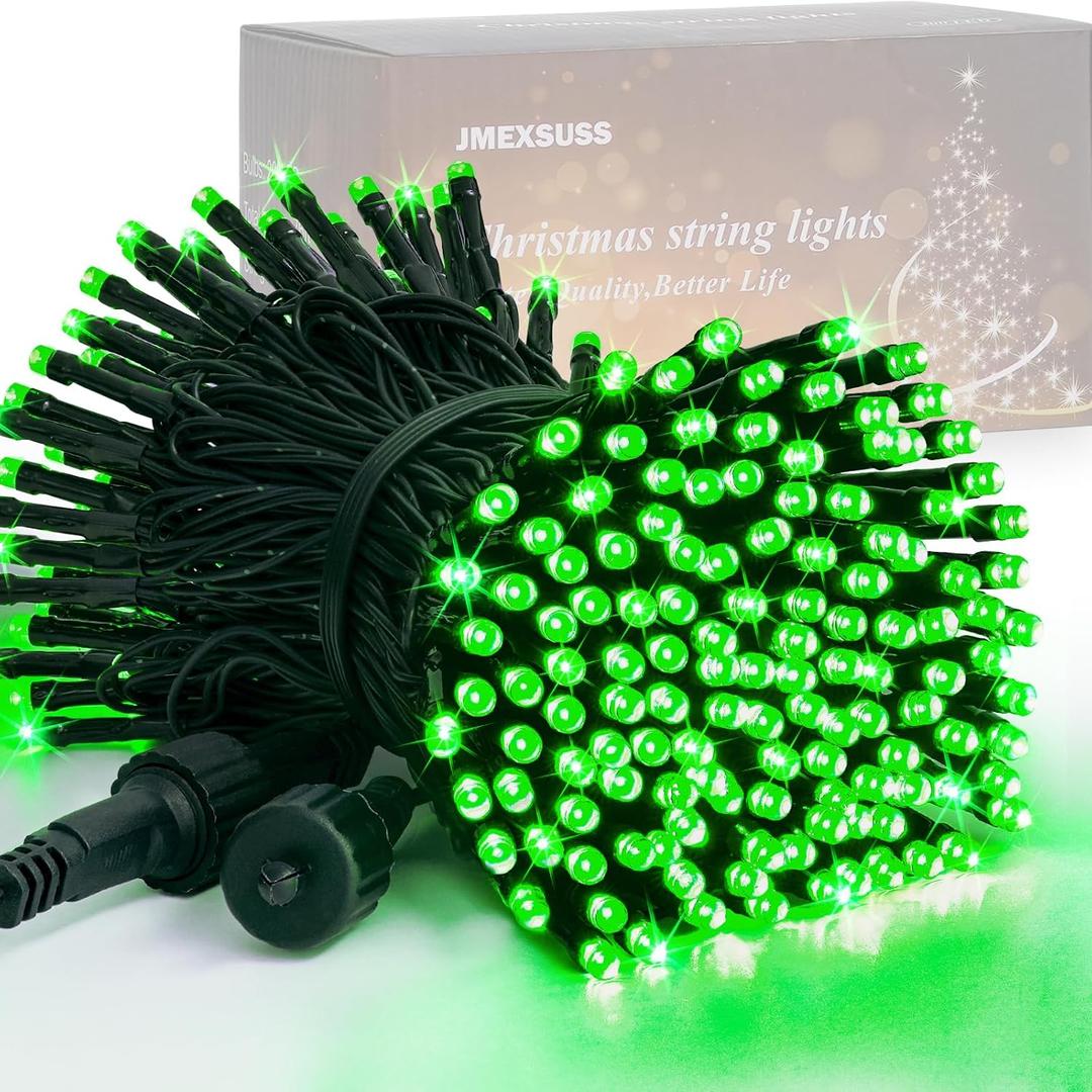 JMEXSUSS 200 LED Christmas Lights Outdoor, 66ft Connectable Green String Lights Plug in, 8 Modes Waterproof Green Lights for St Patrick's Day Outside Indoor Yard Tree Fence Rail Halloween Xmas Decor