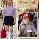 YooAurvox Girls Short Sleeve Shirts 5-14Y, Light Purple, 7-8 Years