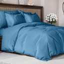 Duvet Cover Full Size Set - Extra Soft Full Duvet Cover 80" x 90" with 2 Pillow Shams - Hotel Luxury, Easy Care & Fade Free w/ Zipper Closures & Ties - All Season, Comfy and Breathable (Denim Blue)