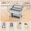 Pasta Maker - 7 Thickness Settings Pasta Roller & 2-in-1 Cutter, Stainless Steel Pasta Machine for Spaghetti, Fettuccine, Ravioli, Lasagna - Includes Hand Crank & Table Clamp