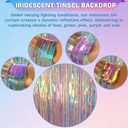 Iridescent Clear Tinsel Curtain Backdrop, 3.28 x 8ft Extra Long Rainbow Foil Fringe Curtain with Extra Tape, Shimmer Party Decoration for Ocean, Unicorn, Birthday & Photo Booth, 2 Pack
