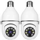 Light Bulb Security Camera -5G& 2.4GHz WiFi 2K Security Cameras Wireless Outdoor Motion Detection and Alarm,Two-Way Talk,Color Night Vision,Human Detection, Bulb Camera Compatible with Alexa 4Pack (White)