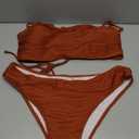 ZAFUL Women Strapless Textured Bandeau Bikini 2 Piece Swimwear Cheeky Solid Lace up Bathing Suits Size XL