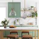 Nathan James Leigh Pendant Lighting, Hanging Ceiling Light with Oversized Glass Shade and Adjustable Cord, for Kitchen Island or Entryway, Vintage Brass/Clear, Set of 2